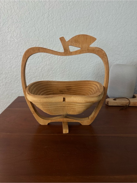 Vintage Other - Vintage Wooden Collapsible Apple Fruit Basket - Natural Bamboo